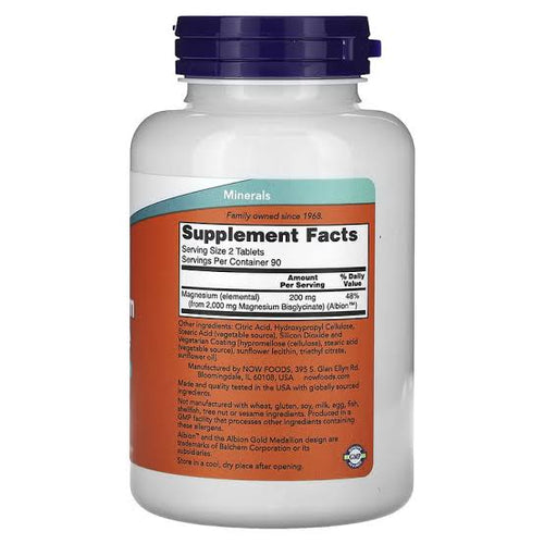 Now Magnesium Glycinate 200Mgs Tabs 180S